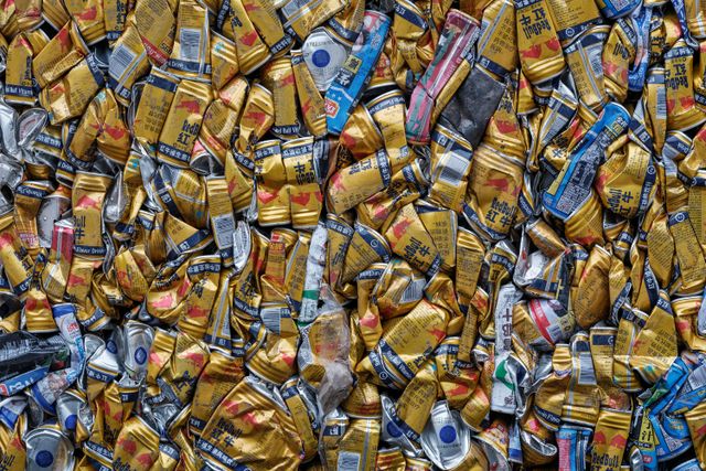 Crushed aluminum cans