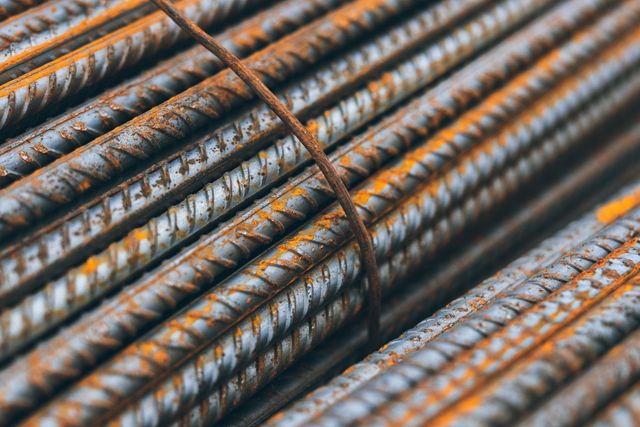 Stacked steel rebar